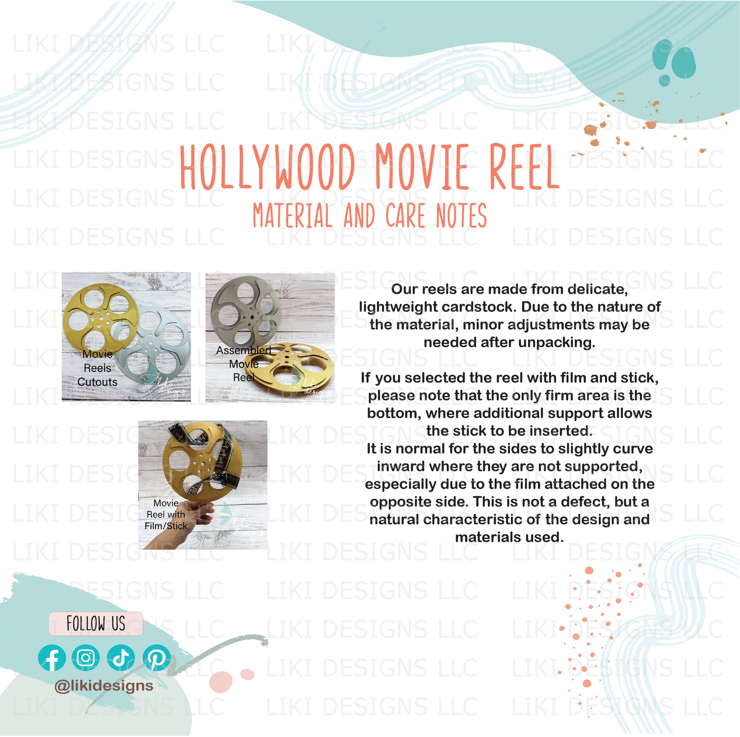 Hollywood Gold Cardstock Vintage Movie Reel Cutouts