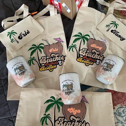 Personalized Beach Canvas Pouch Bag