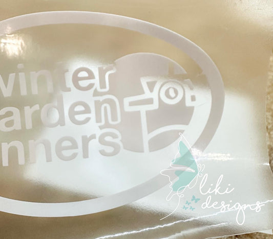 4" wide oval white WGR vinyl decal