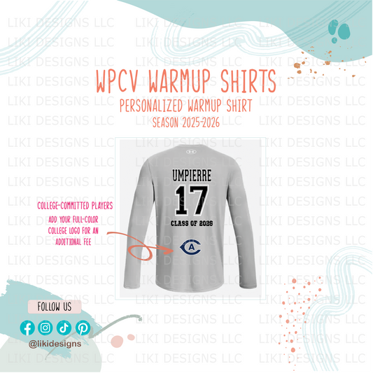 WPVC Team Warmup Shirt Personalization Service