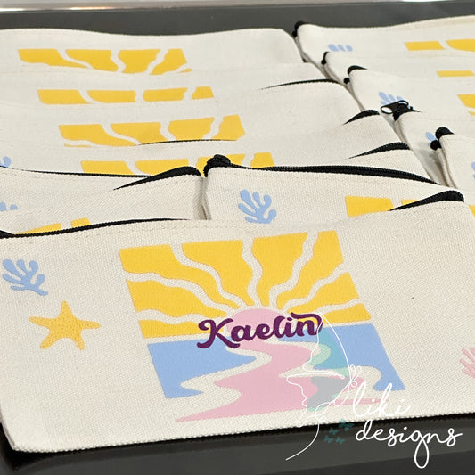 Beach Birthday Canvas Pouch Bag