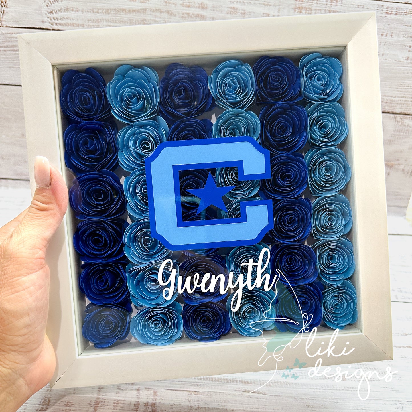 Personalized College Logo Flower Shadow Box