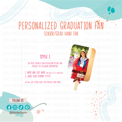 5x7 Personalized Graduation/Senior Night Hand Fan