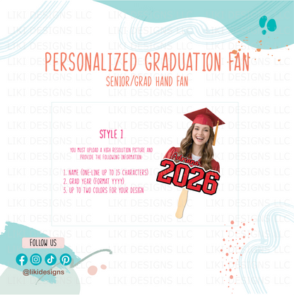 Personalized Graduation/Senior Night Hand Fan
