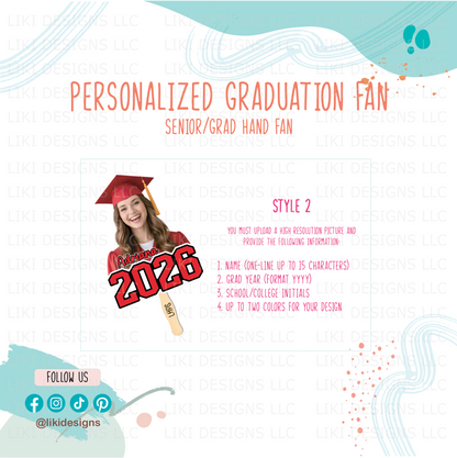 Personalized Graduation/Senior Night Hand Fan