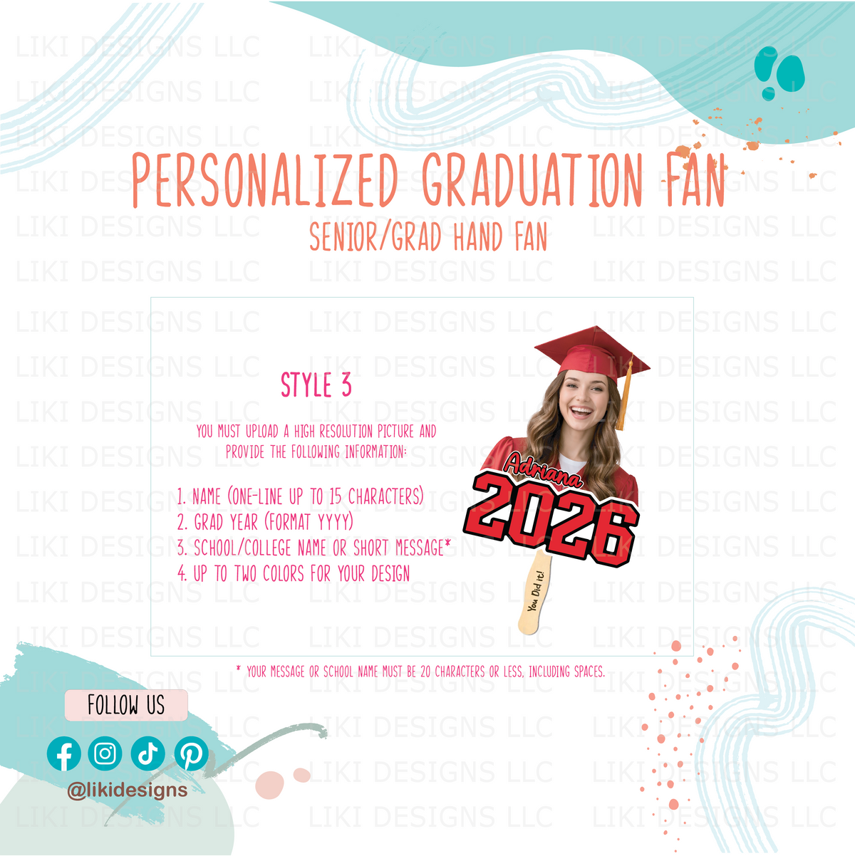 Personalized Graduation/Senior Night Hand Fan