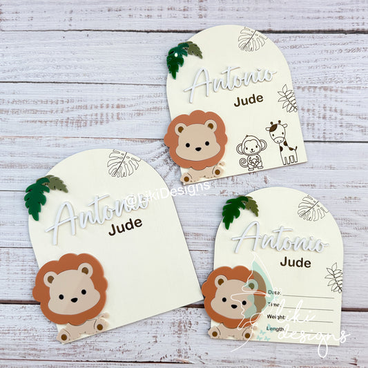 Custom Baby Arrival Announcement Sign - Jungle Theme