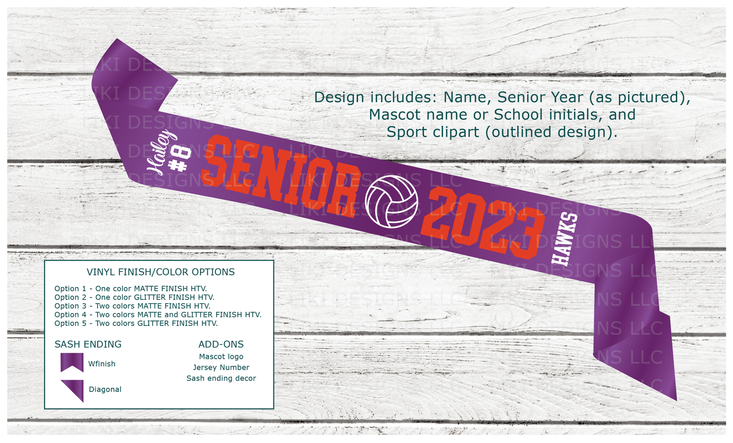 Personalized Sport Senior Sash