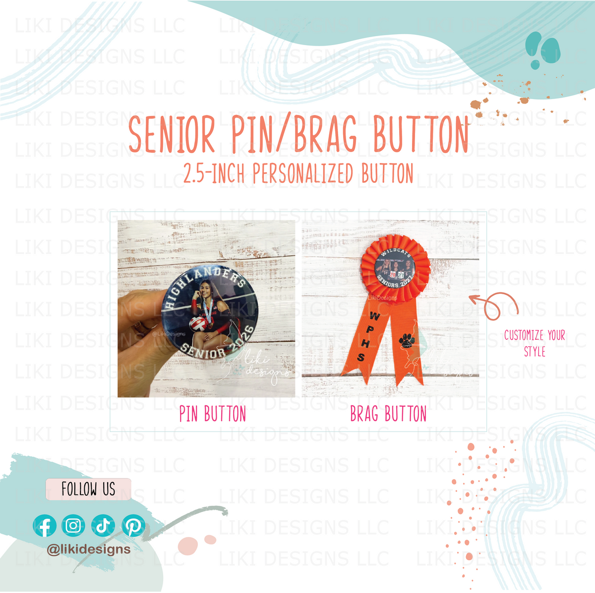 2.5" Personalized Senior Pin/Brag Button