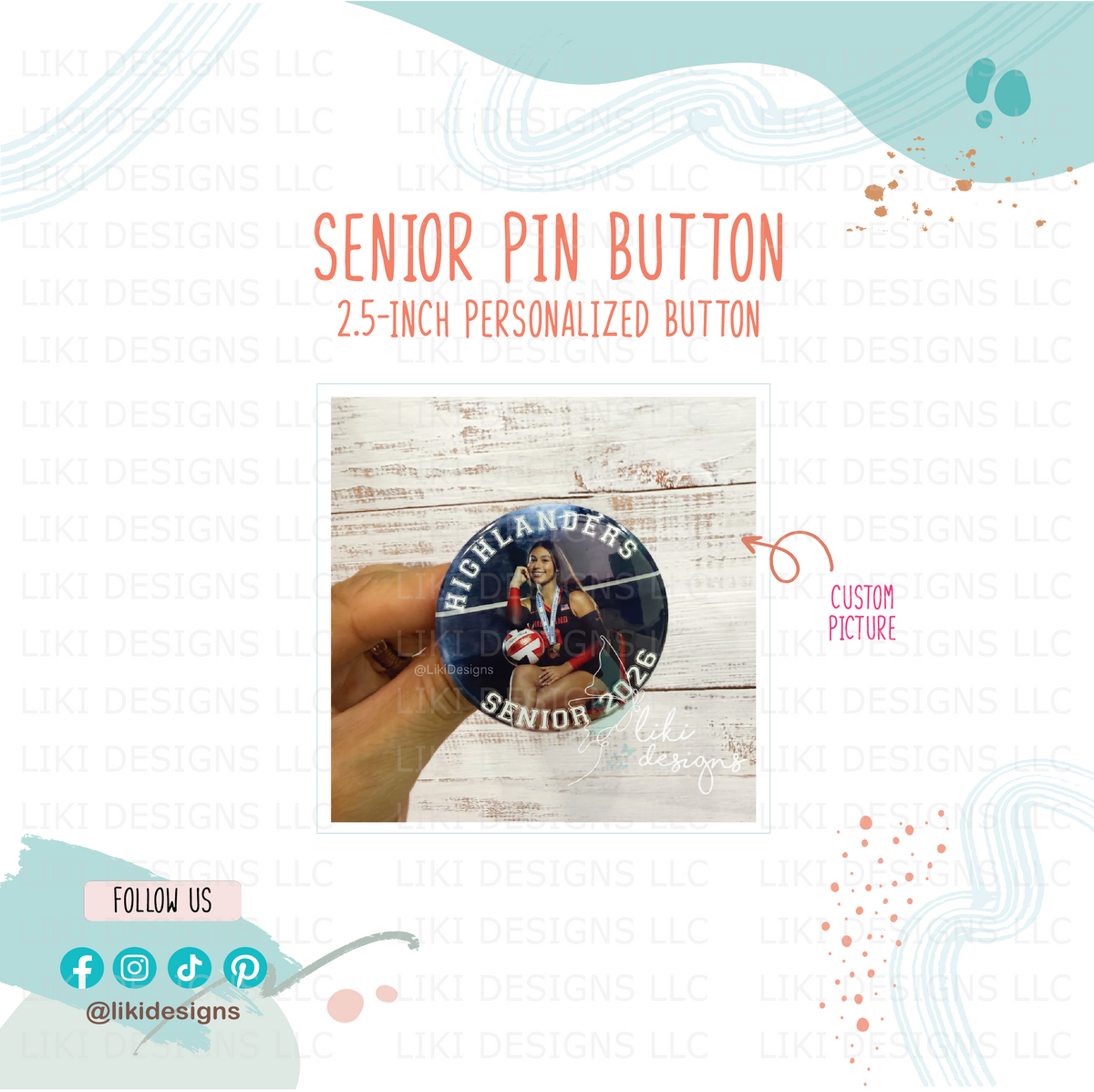 2.5" Personalized Senior Pin/Brag Button
