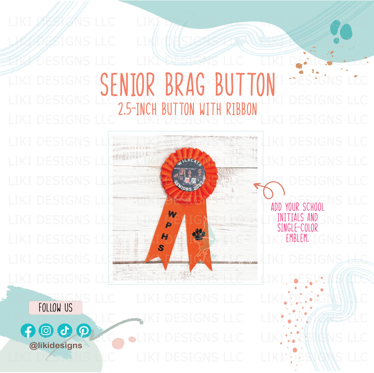 2.5" Personalized Senior Pin/Brag Button
