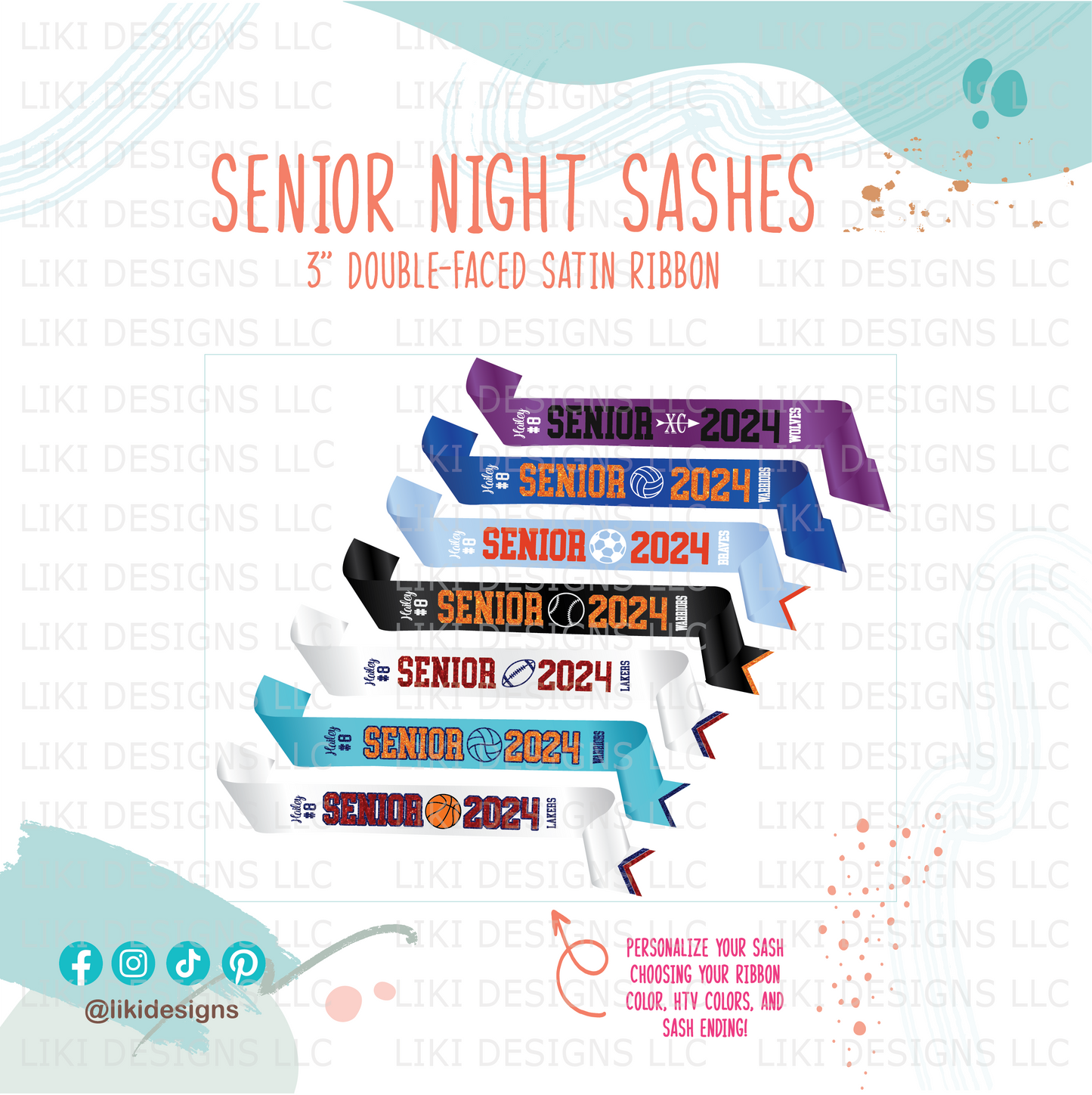 Personalized Sport Senior Night Sash