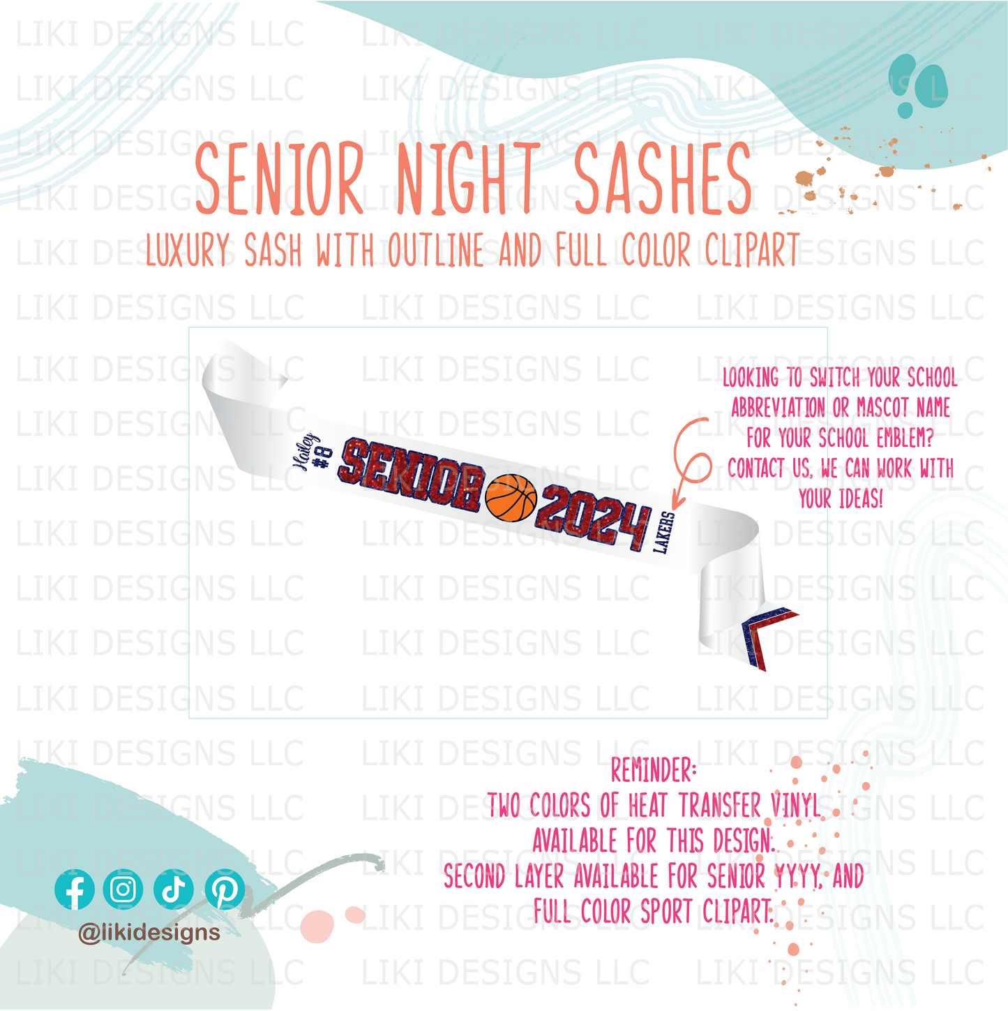 Personalized Sport Senior Night Sash