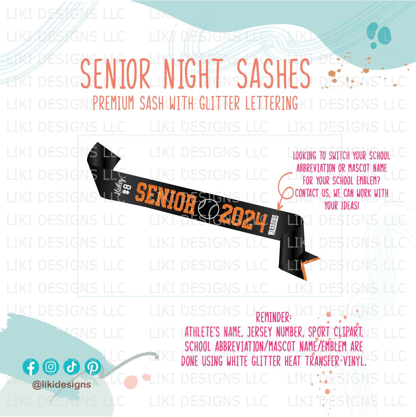 Personalized Sport Senior Night Sash