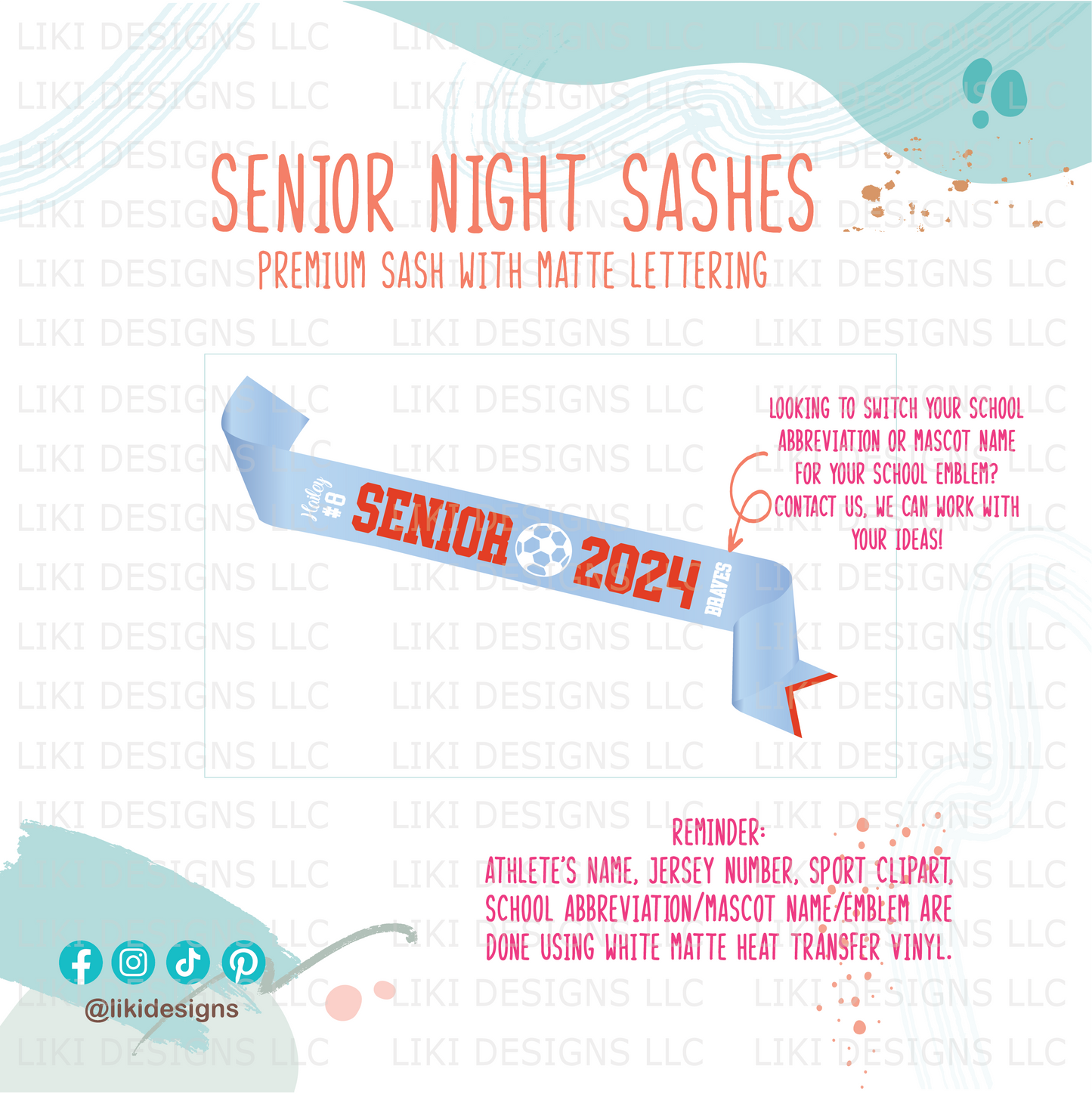 Personalized Sport Senior Night Sash