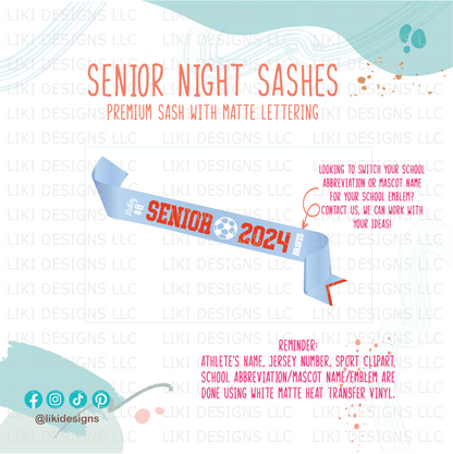 Personalized Sport Senior Night Sash