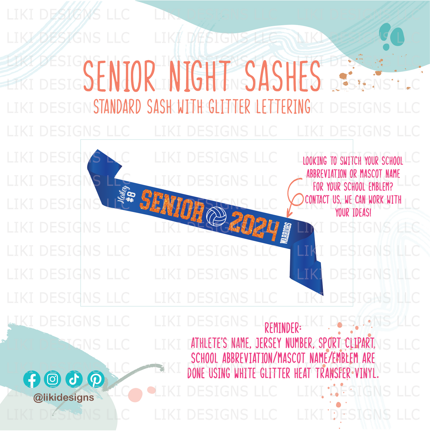 Personalized Sport Senior Night Sash