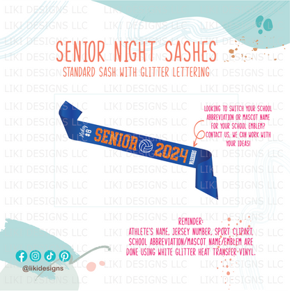 Personalized Sport Senior Night Sash