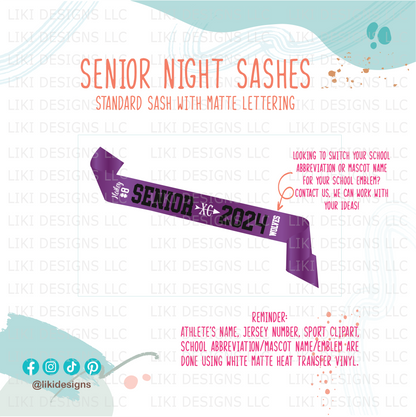 Personalized Sport Senior Night Sash