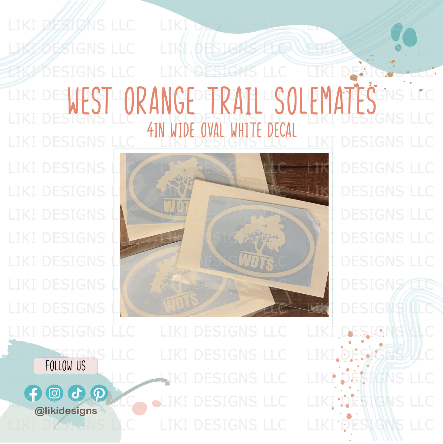 4" wide oval white WOTS vinyl decal