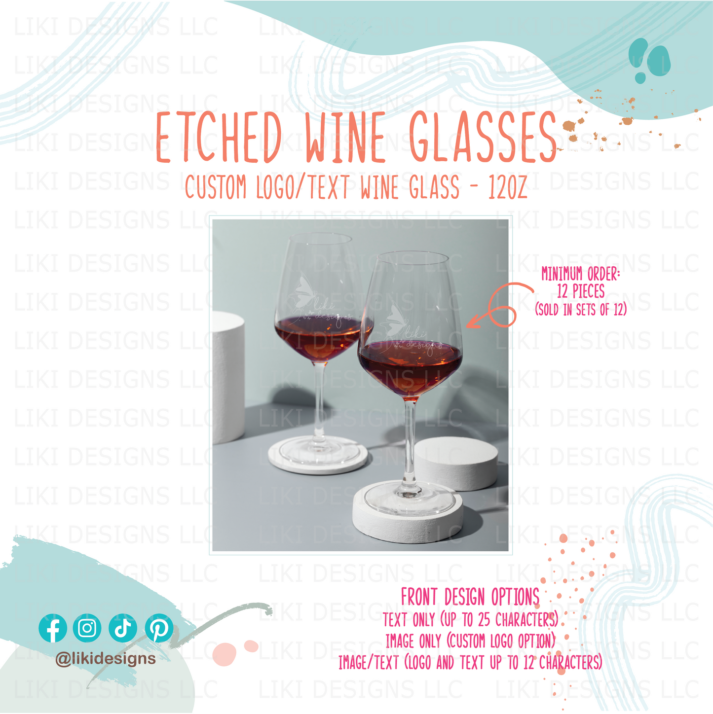 Permanently Etched Logo/Text Wine Glass