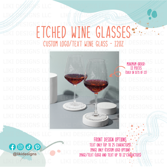 Permanently Etched Logo/Text Wine Glass