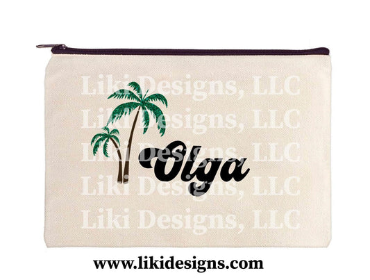 Personalized Beach Canvas Pouch Bag