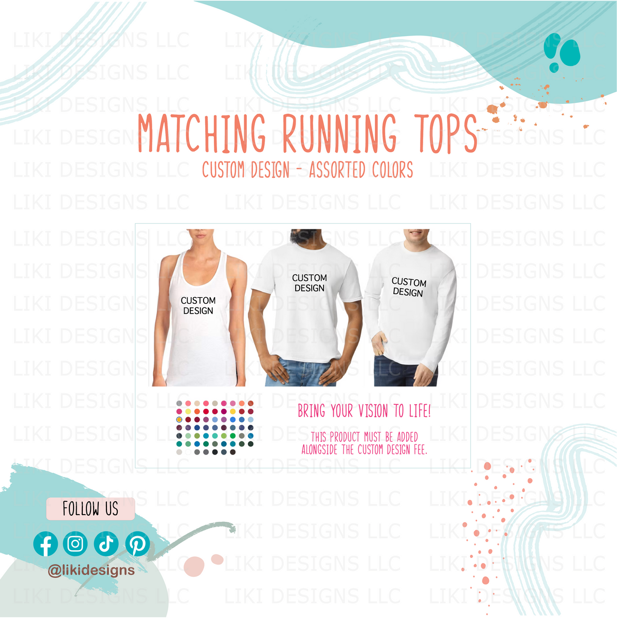 Custom Design Matching Running Tops - Assorted Colors