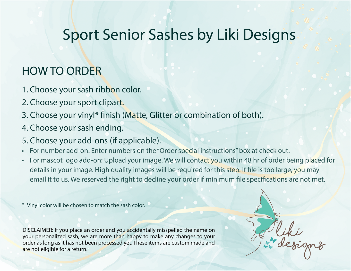 Personalized Sport Senior Sash