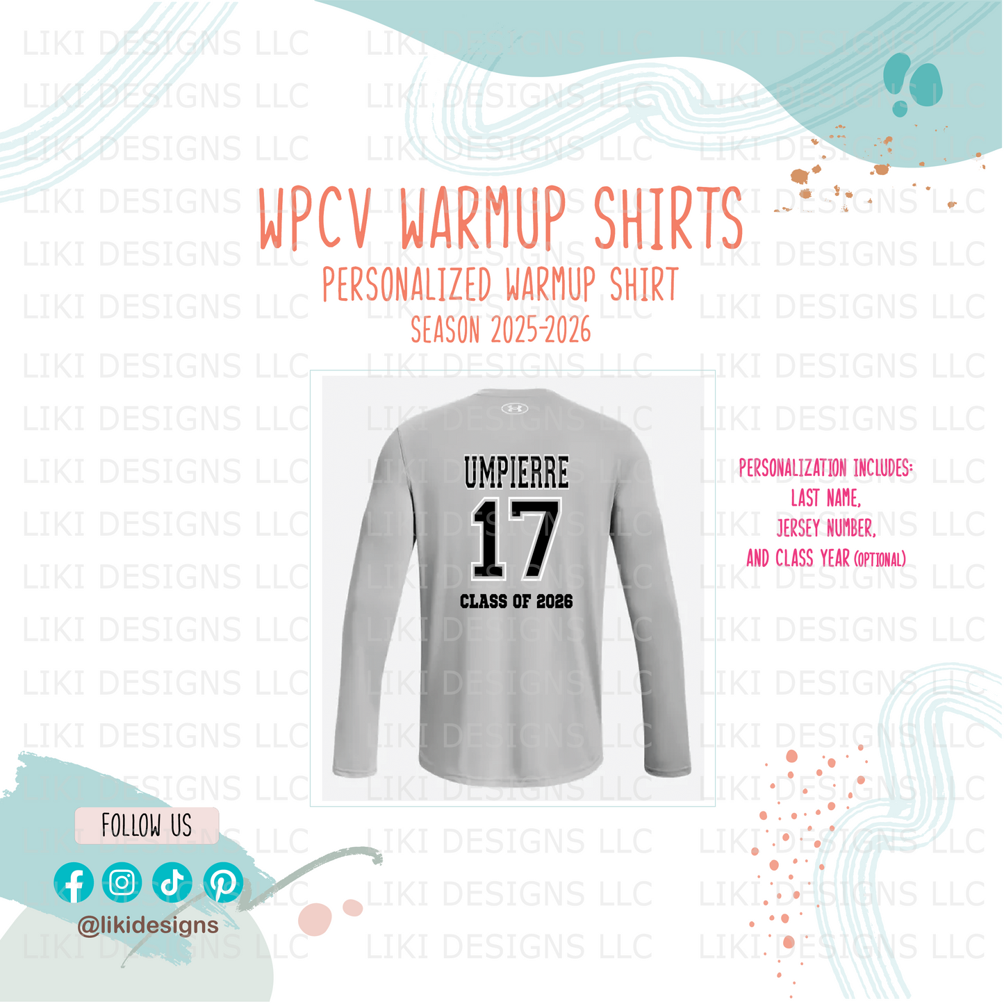 WPVC Team Warmup Shirt Personalization Service