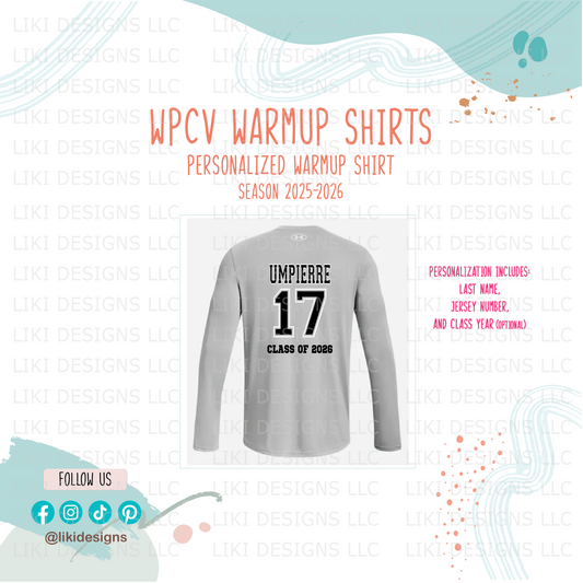 WPVC Team Warmup Shirt Personalization Service