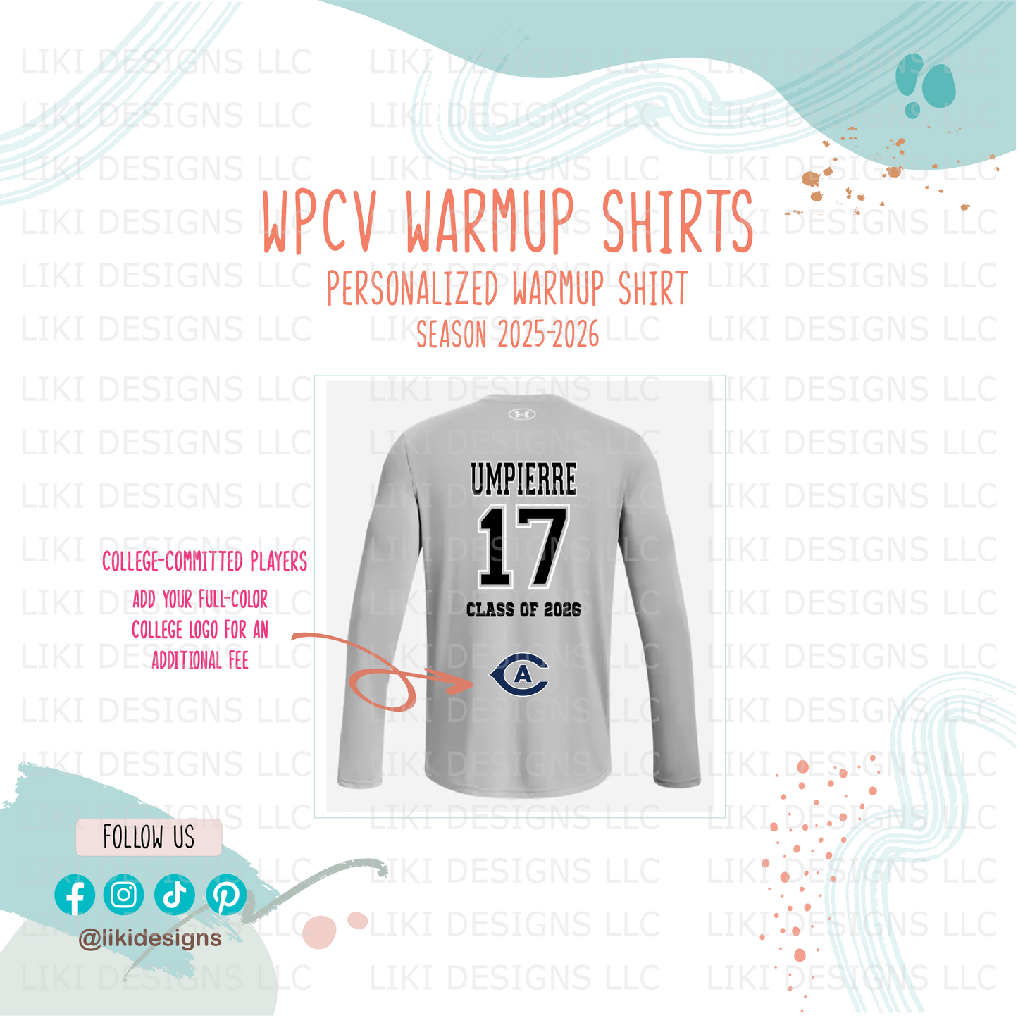 WPVC Team Warmup Shirt Personalization Service