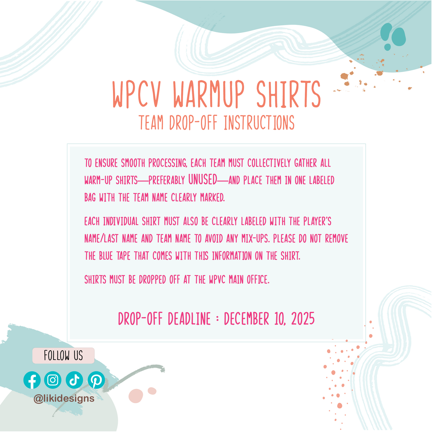 WPVC Team Warmup Shirt Personalization Service